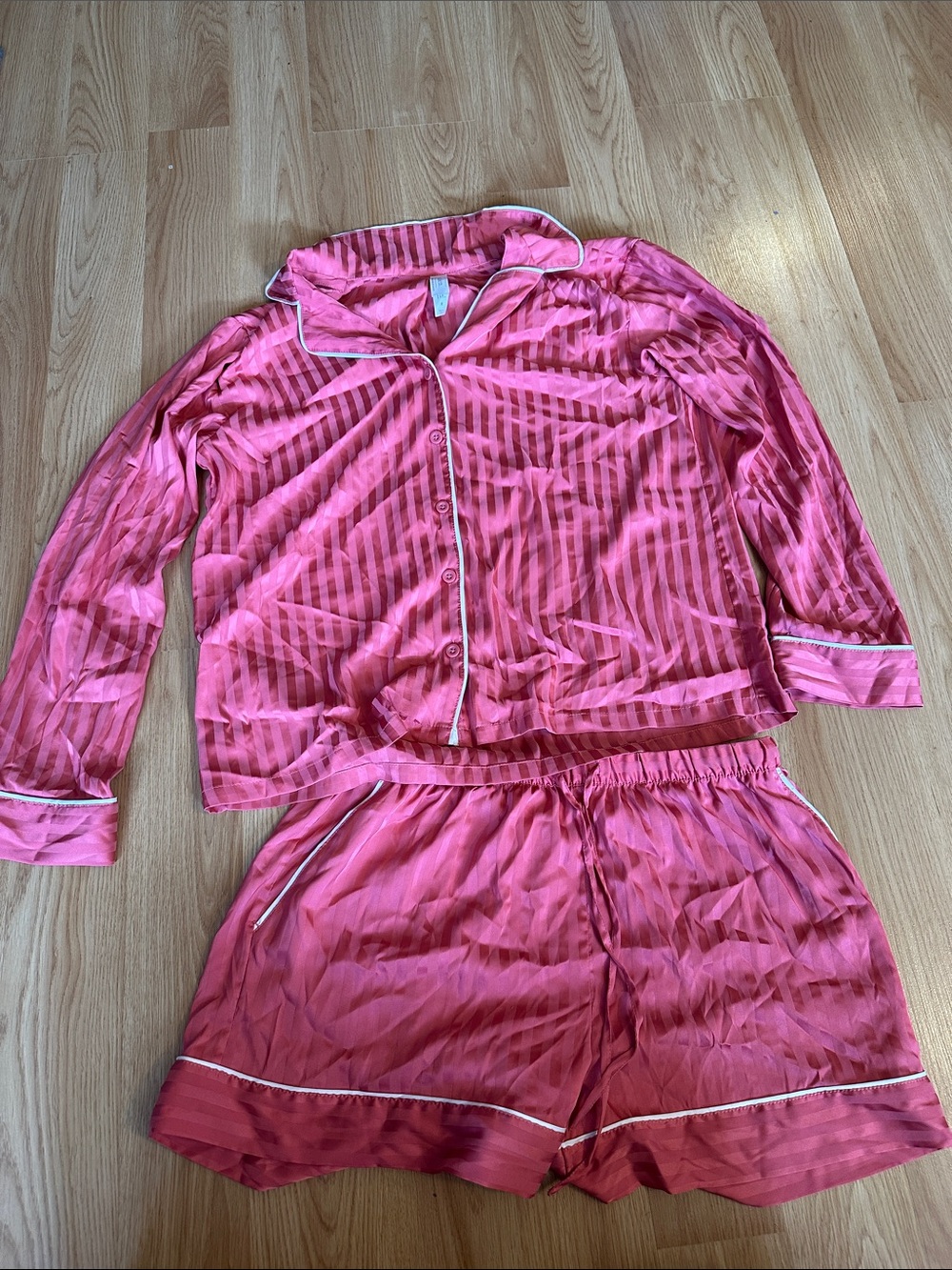 Auden Pink Striped Satin Pajama Set